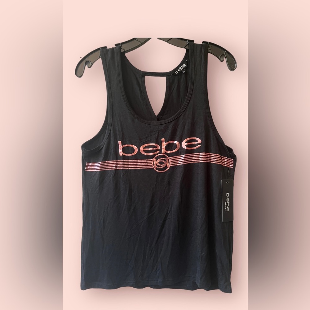 NWT Bebe work out top with rose gold logo